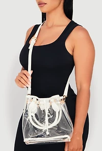 Womens Transparent Bucket Bag, Clear
