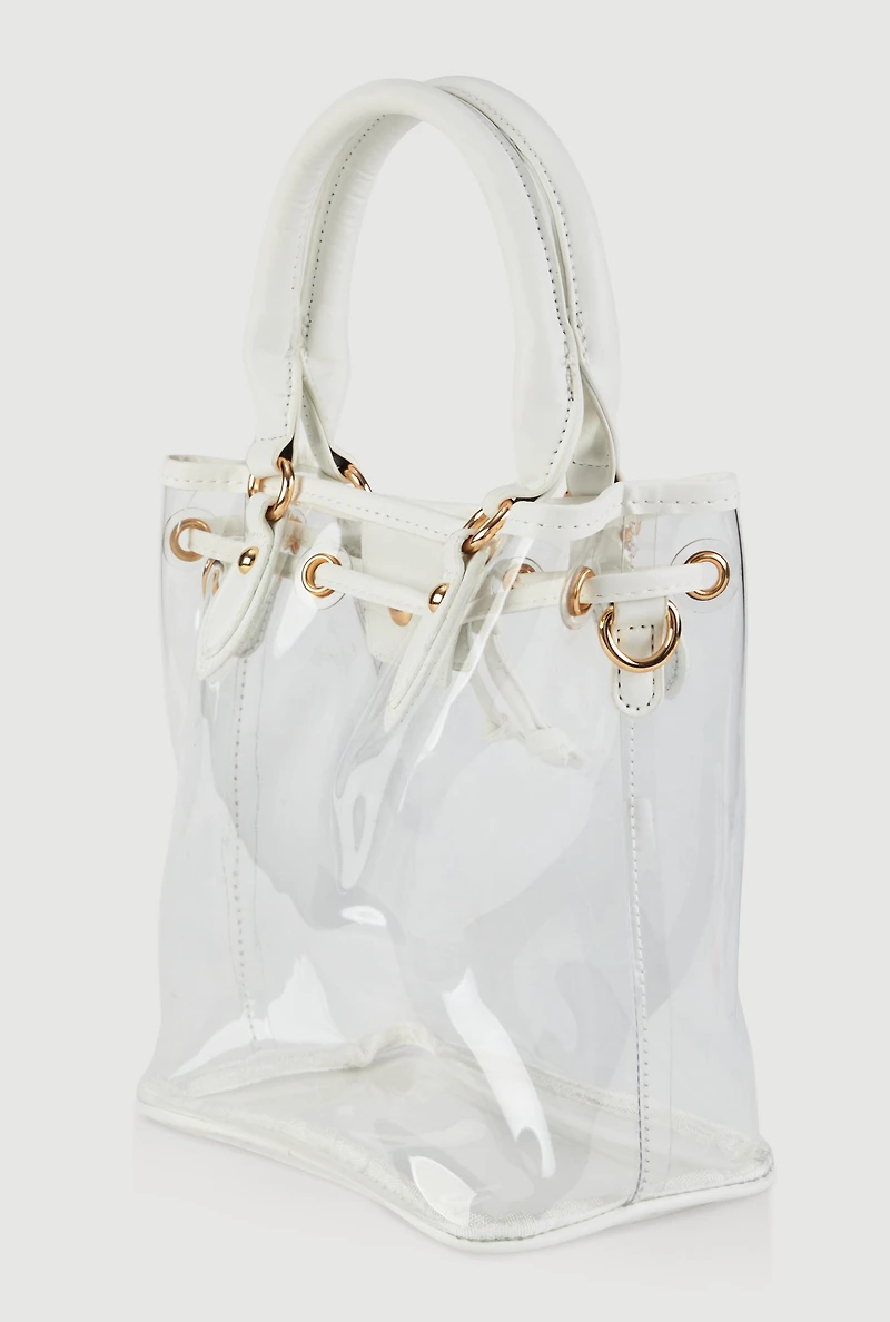 Womens Transparent Bucket Bag, Clear