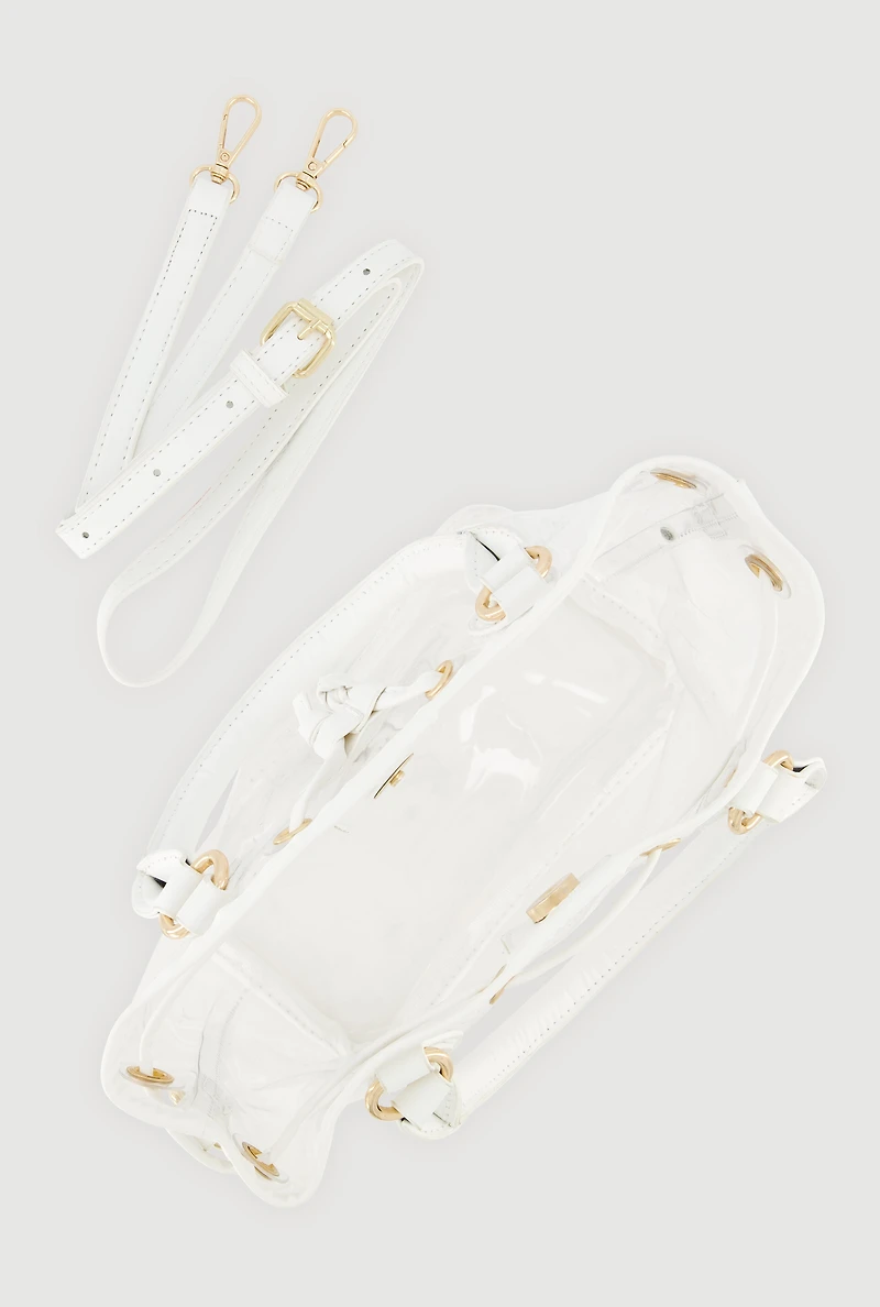 Womens Transparent Bucket Bag, Clear