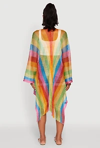 Womens Rainbow Stripe Cover Up Kimono, Multi