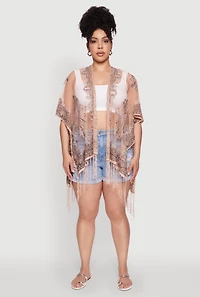 Paisley Cover Up Kimono with Fringe