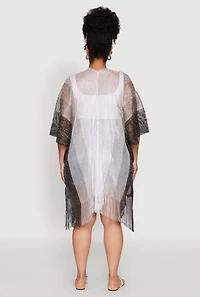 Trendy Fringe Hem Ombre Lurex Cover Up