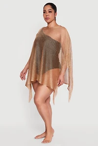 Lurex Fringe Poncho Cover Up