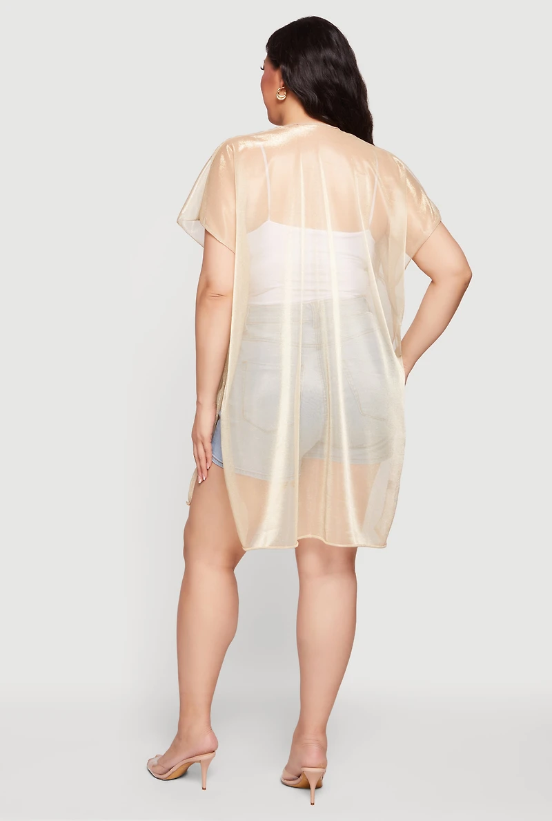 Lurex Mesh Side Slit Swim Cover Up