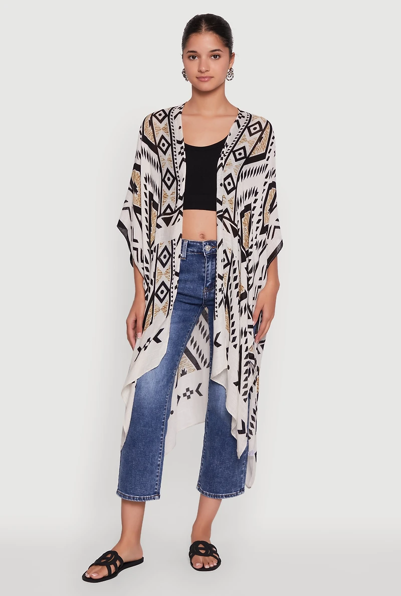 Trendy Aztec Kimono Cover Up