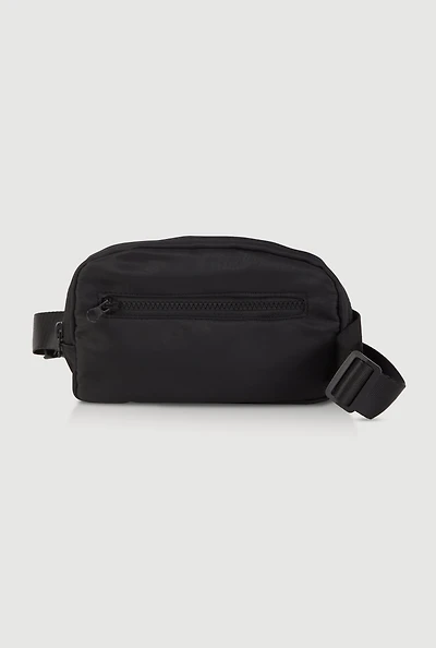 Womens Zip Front Fanny Pack, Black