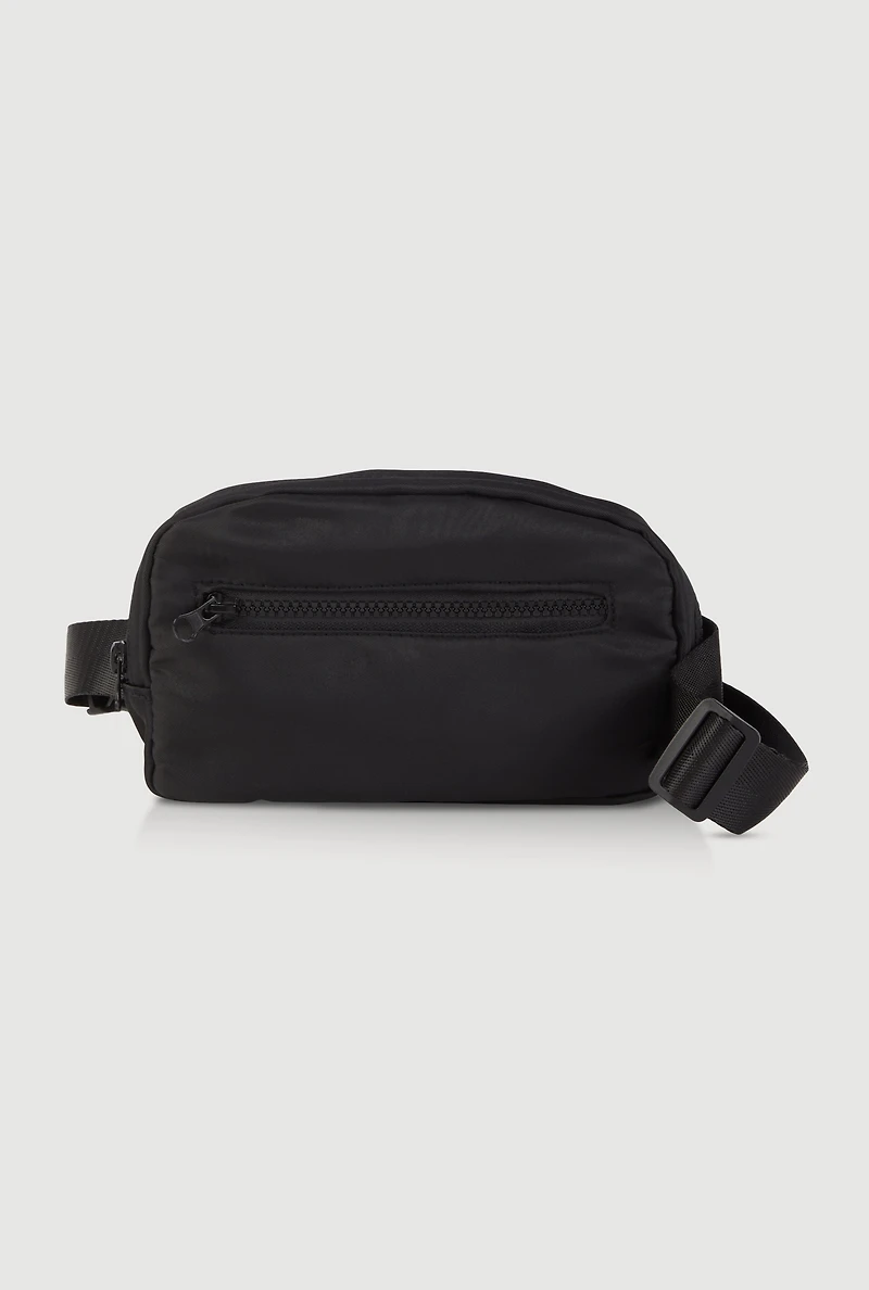 Womens Zip Front Fanny Pack, Black