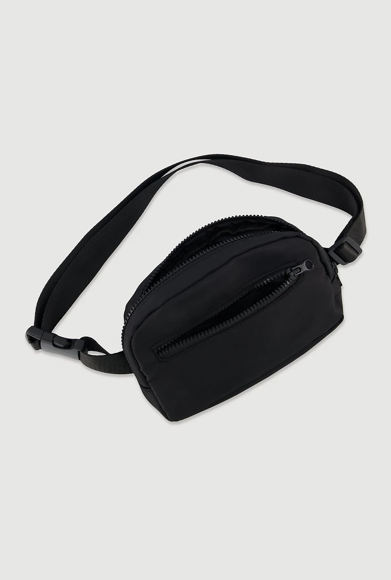 Womens Zip Front Fanny Pack, Black