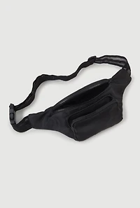 Womens Nylon Fanny Pack with Fishnet Detail Adjustable Strap, Black