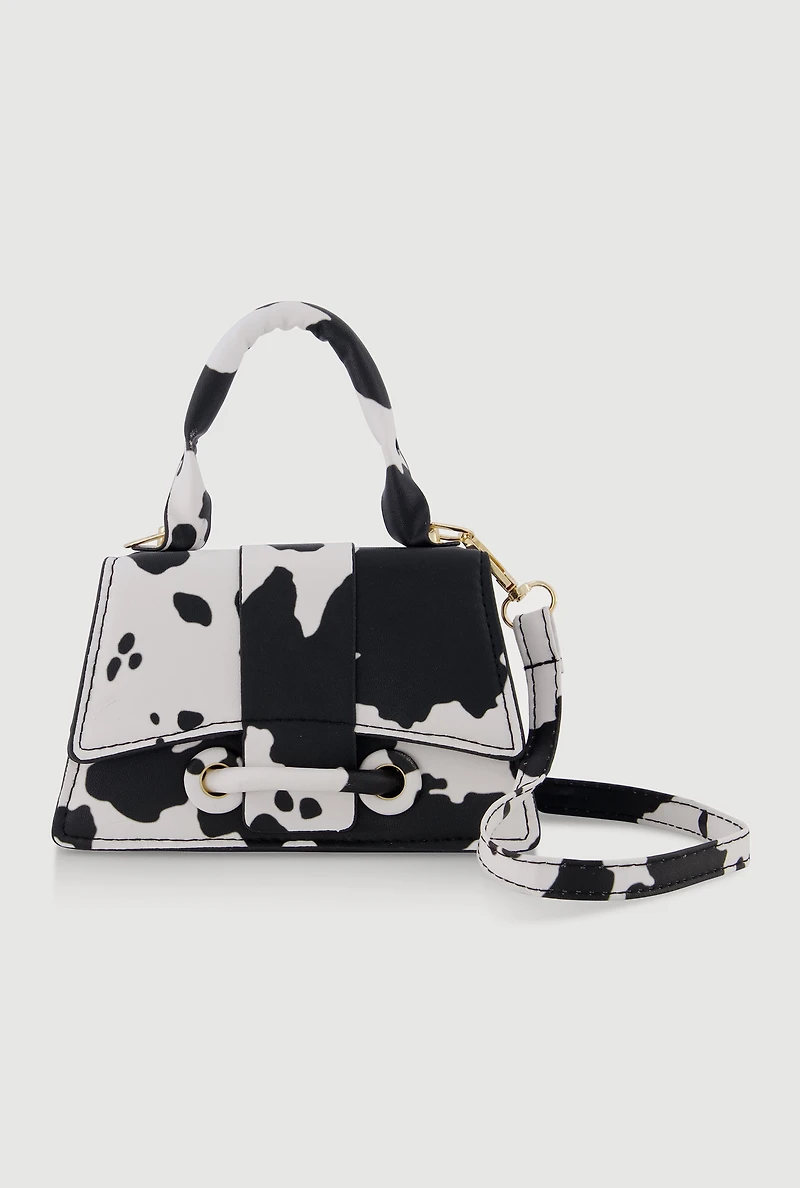 Womens Chic Animal Print Faux Leather Crossbody Bag with Removable Strap, Multi