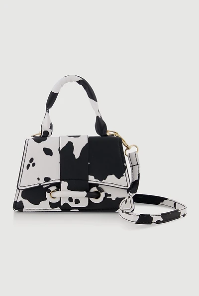 Womens Chic Animal Print Faux Leather Crossbody Bag with Removable Strap, Multi