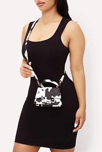 Womens Chic Animal Print Faux Leather Crossbody Bag with Removable Strap, Multi