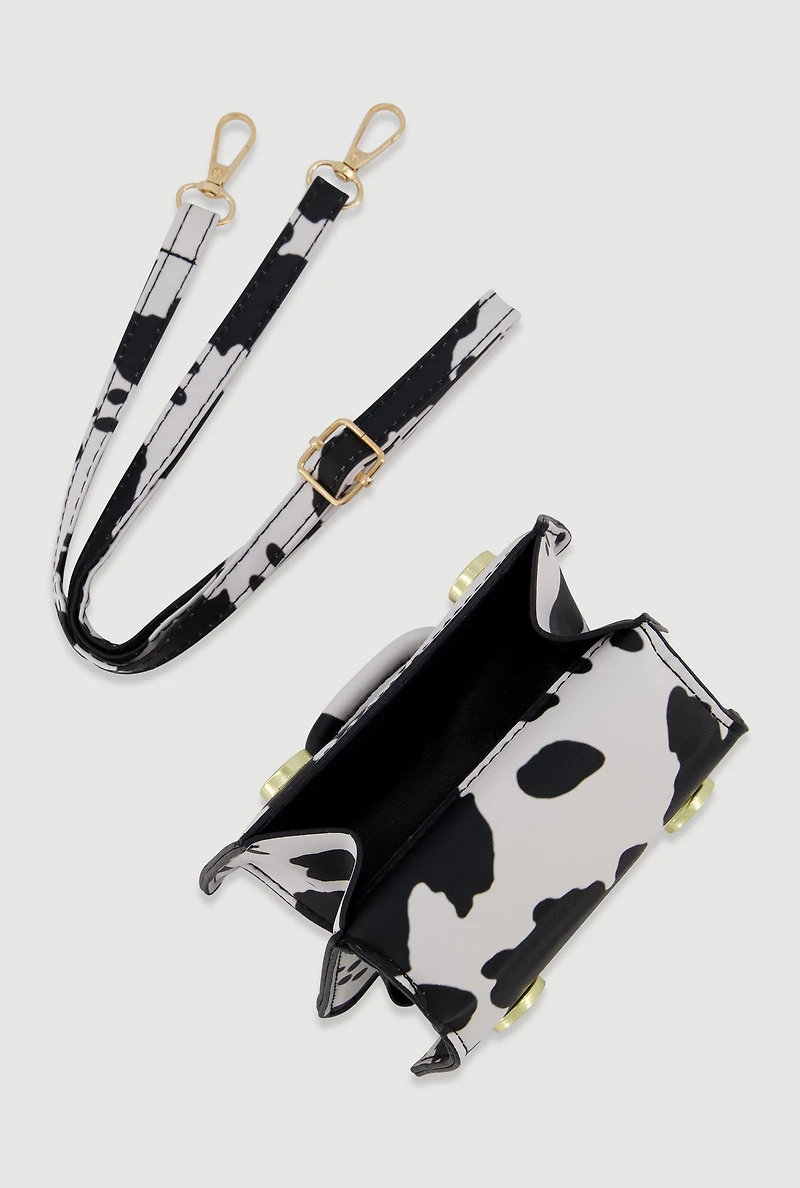 Womens Chic Animal Print Faux Leather Crossbody Bag with Removable Strap, Multi
