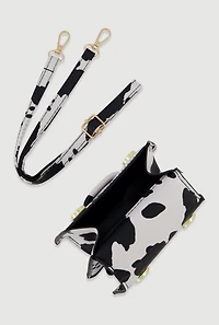 Womens Chic Animal Print Faux Leather Crossbody Bag with Removable Strap, Multi