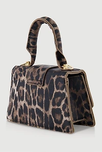 Womens Chic Animal Print Faux Leather Crossbody Bag with Removable Strap, Brown