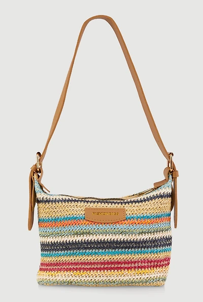 Womens Trendy Multi Color Striped Shoulder Bag, Multi