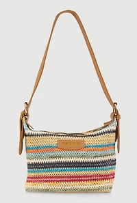 Womens Trendy Multi Color Striped Shoulder Bag, Multi