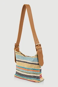 Womens Trendy Multi Color Striped Shoulder Bag, Multi