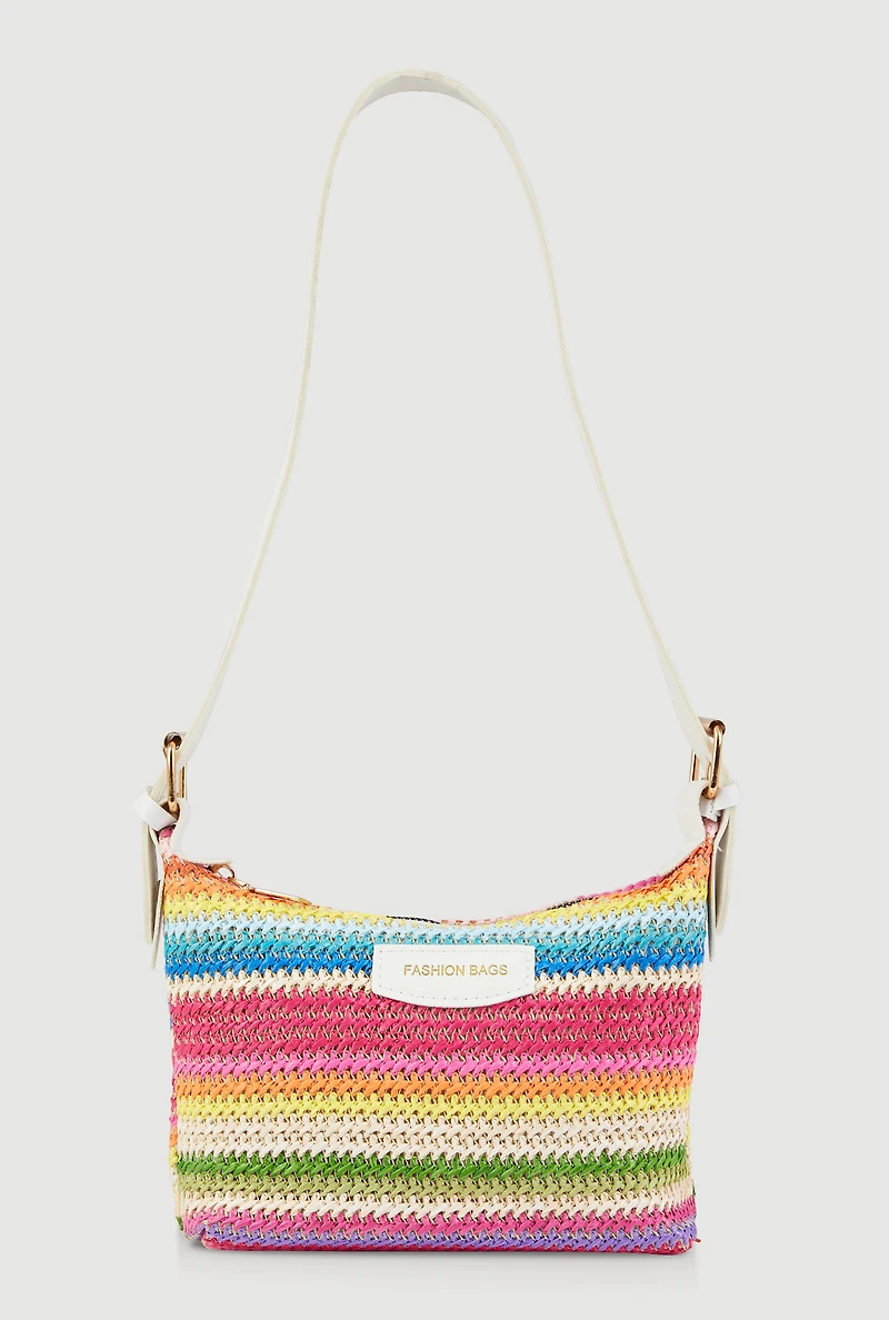 Trendy Multi Color Striped Shoulder Bag