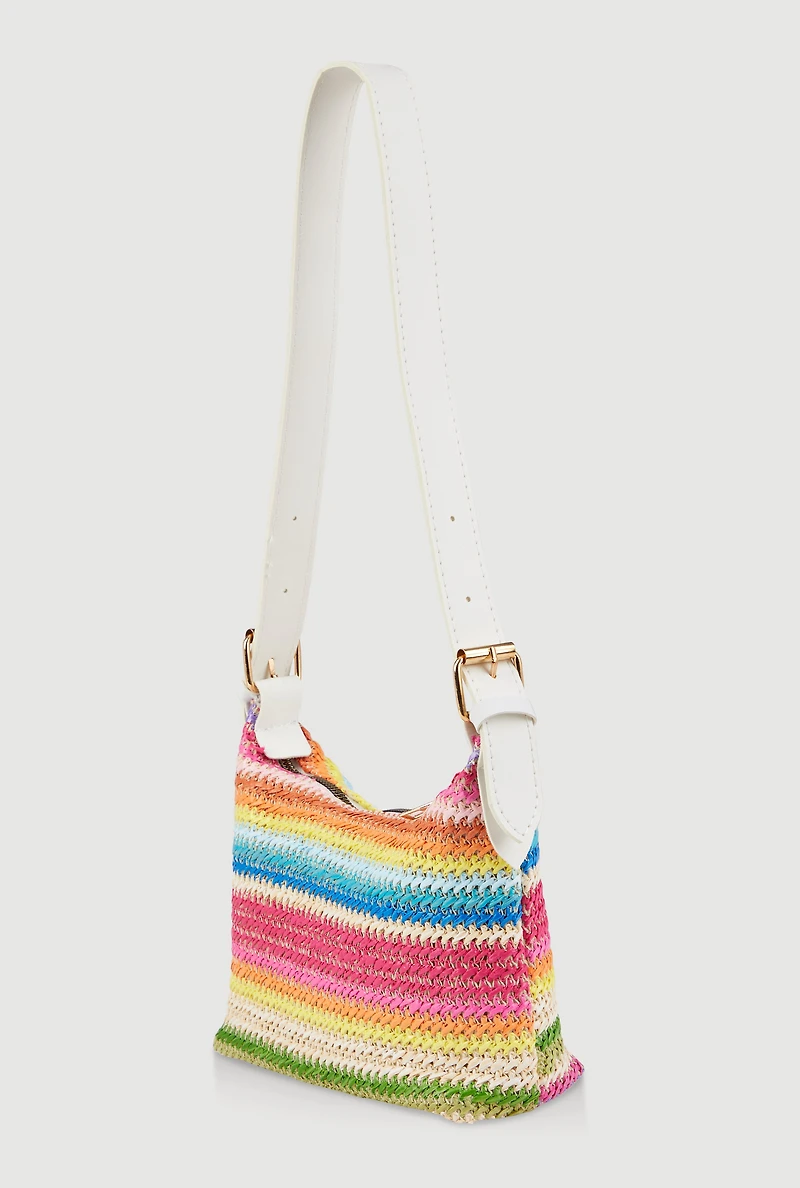 Trendy Multi Color Striped Shoulder Bag