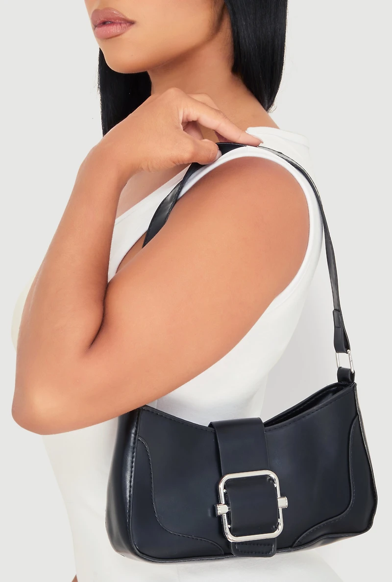 Womens Buckle Detail Shoulder Bag,