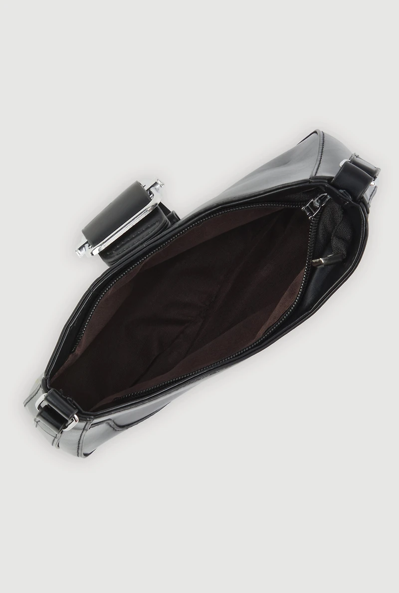 Womens Buckle Detail Shoulder Bag,