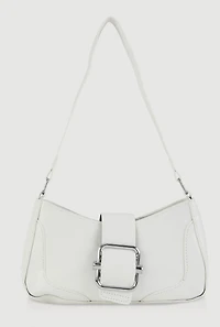Womens Buckle Detail Shoulder Bag, White