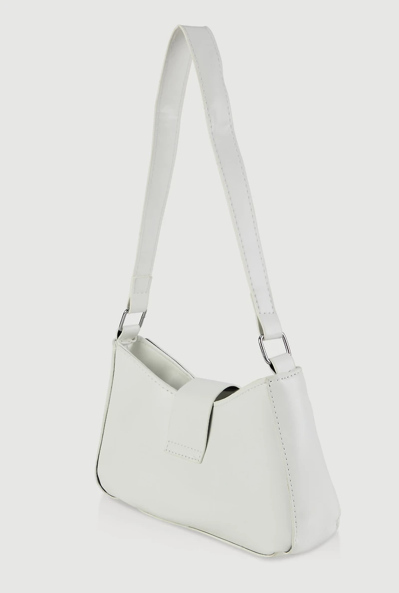 Womens Buckle Detail Shoulder Bag, White