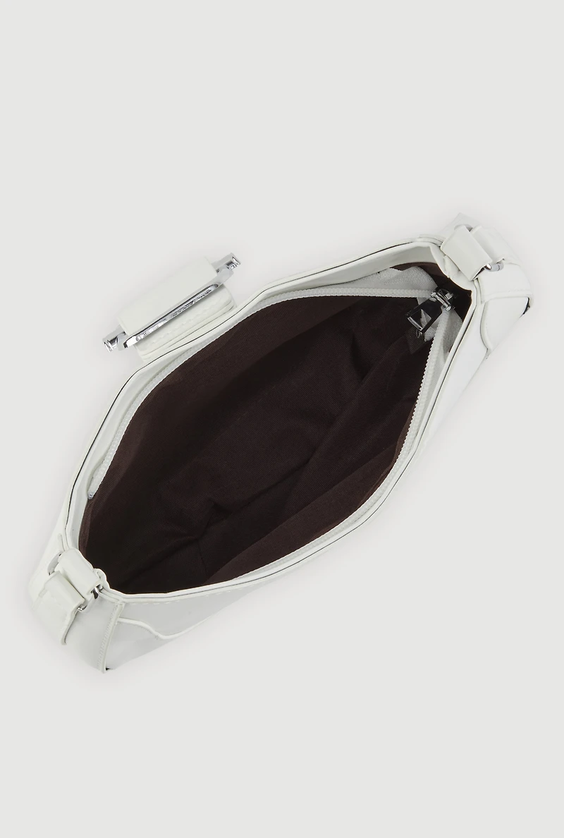 Womens Buckle Detail Shoulder Bag, White