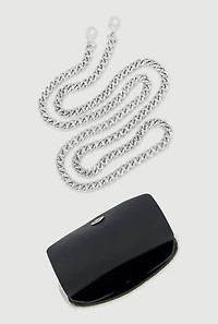 Metallic Chain Mini Rhinestone Crossbody Clutch Bag