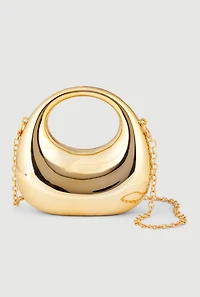 Womens Chic Metallic Chain Crossbody Bag, Gold