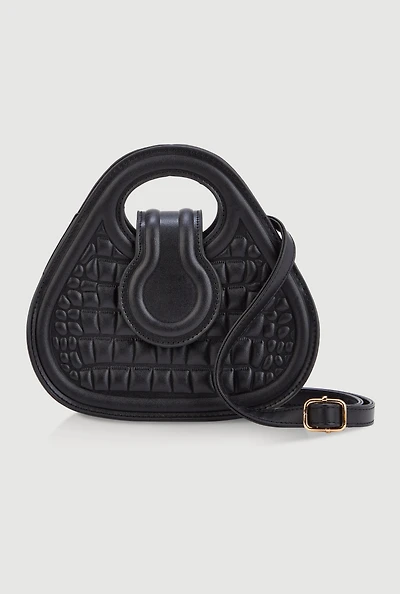 Faux Croc Convertible Handbag