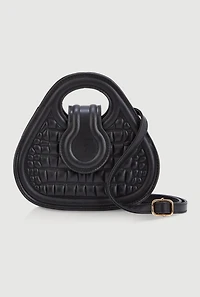 Faux Croc Convertible Handbag