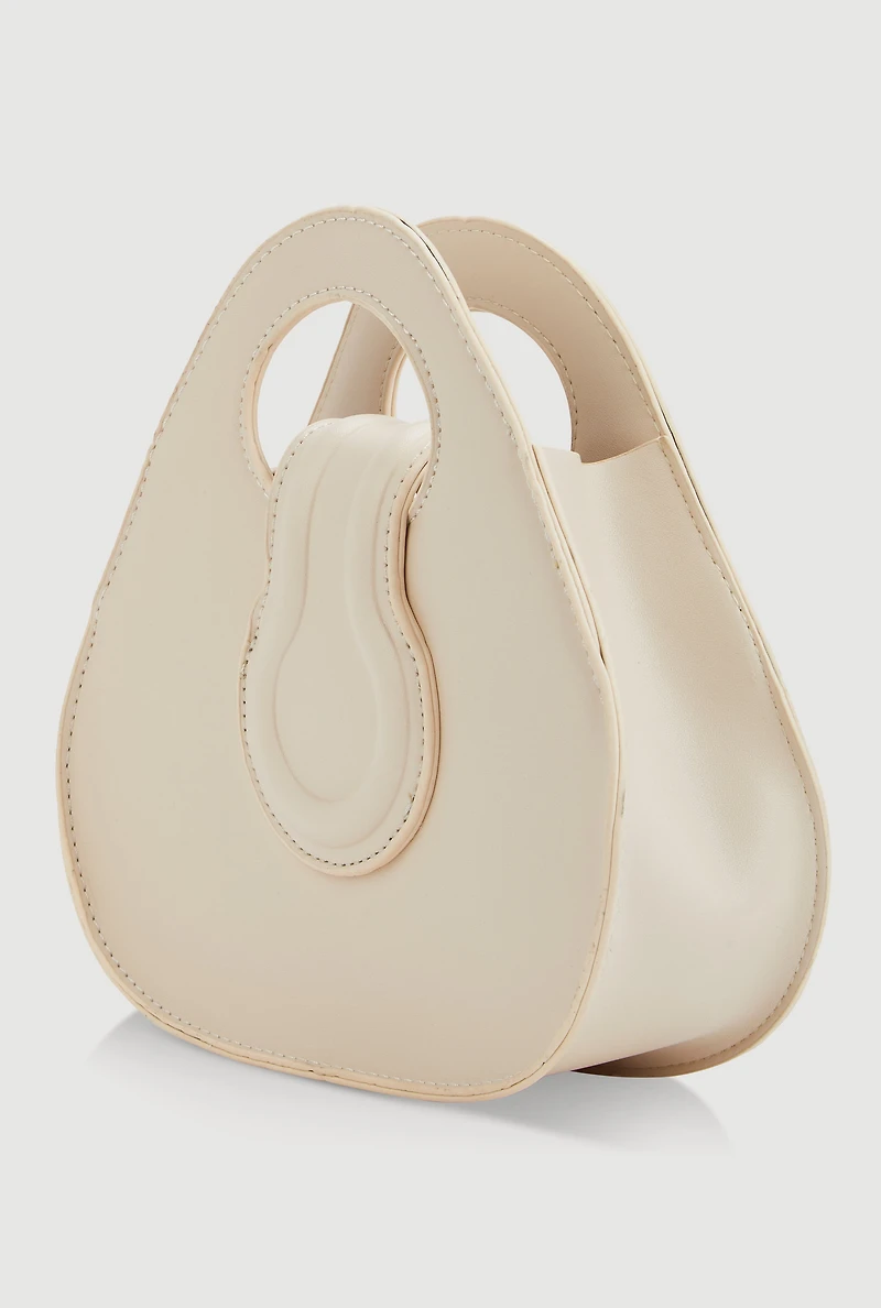 Womens Faux Croc Convertible Handbag, Beige