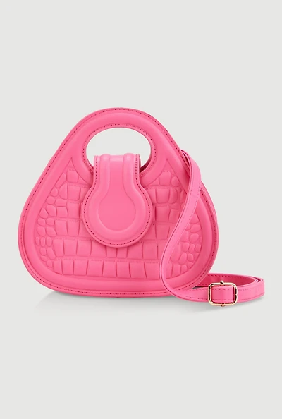 Faux Croc Convertible Handbag