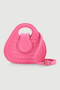 Faux Croc Convertible Handbag