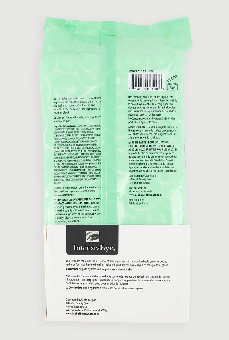 Womens Cucumber Makeup Cleansing Wipes, Green