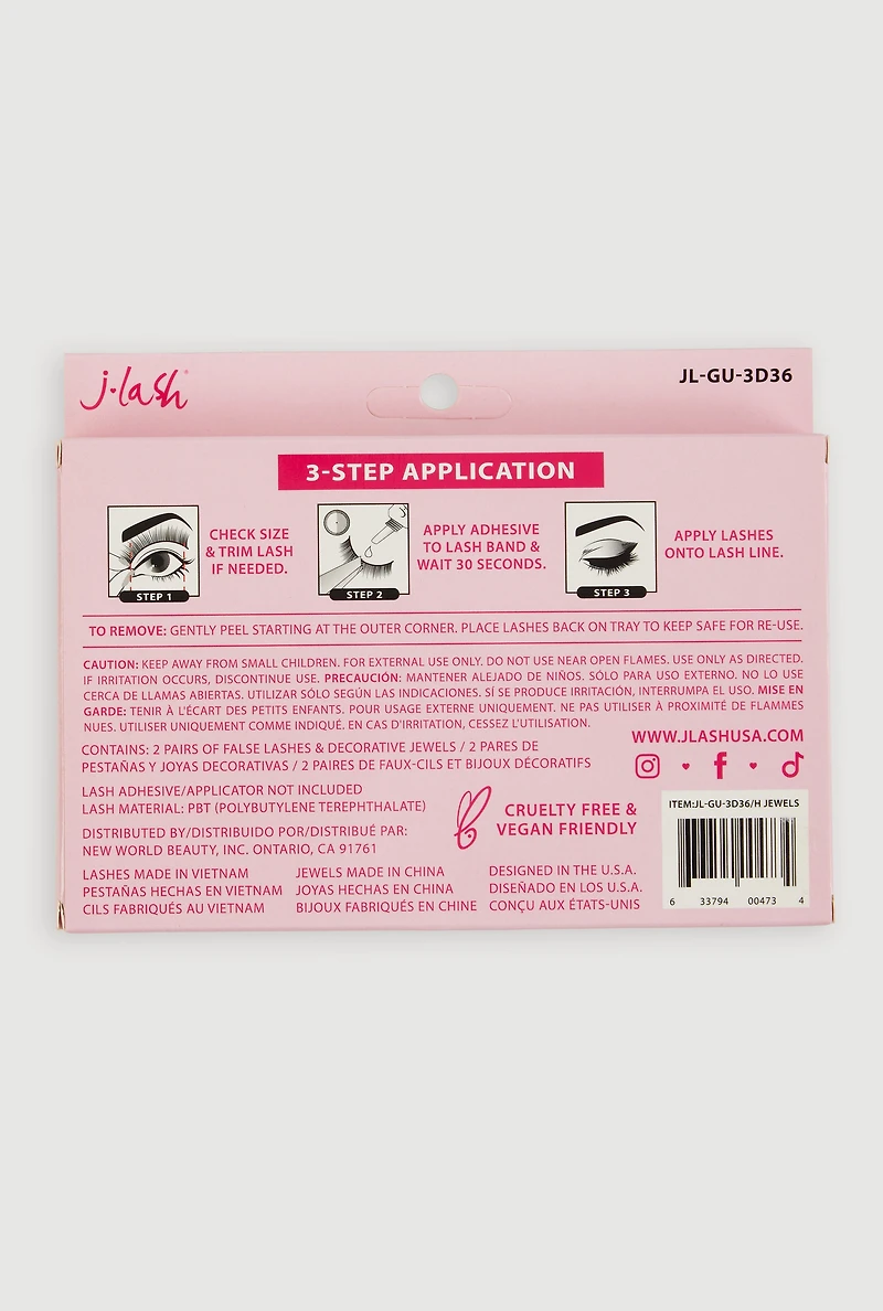 Elegant False Eyelashes with Holographic Jewels for Glam Makeup