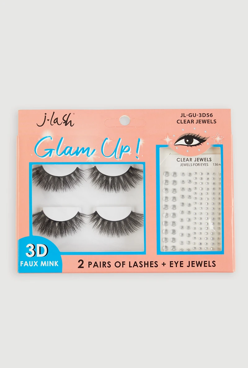Elegant False Eyelashes with Clear Jewels for Glamorous Eyes