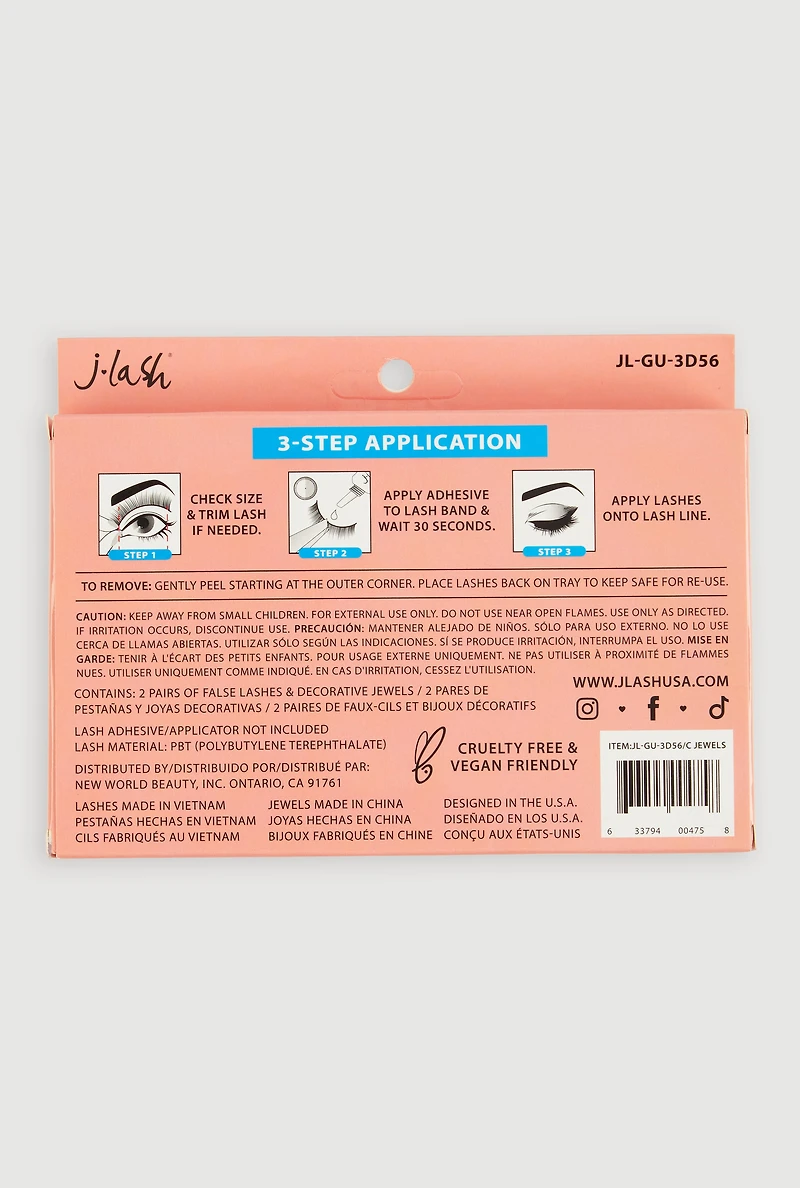 Elegant False Eyelashes with Clear Jewels for Glamorous Eyes