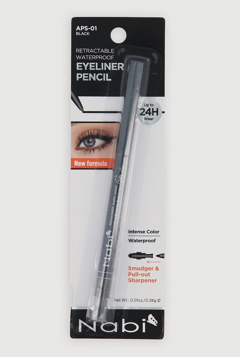 Womens Retractable Waterproof Eyeliner Pencil, Black