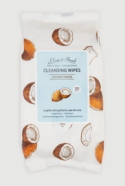 Womens Coconut Water Cleansing Wipes, White