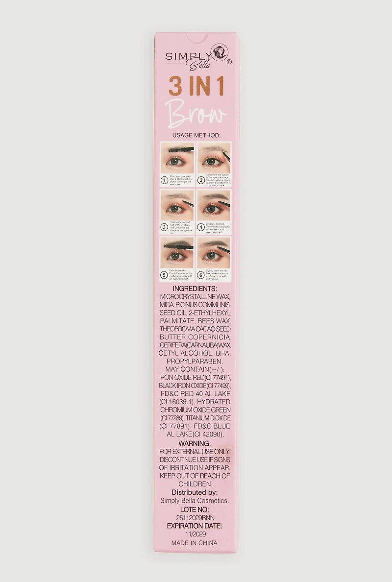 Womens 3 In 1 Eyebrow Kit for Perfect Eyebrows, Pink
