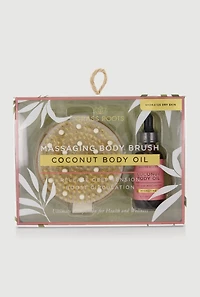 Massaging Body Brush and Coconut Body Oil