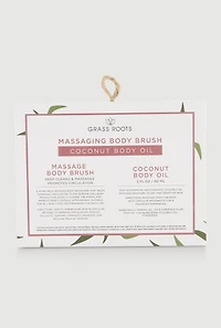 Massaging Body Brush and Coconut Body Oil