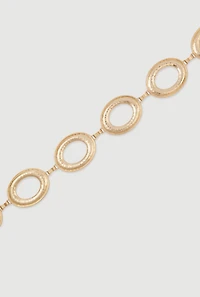 Womens Plus Size Metallic Hammered Oval Link Chain Belt, Gold, Size 3X