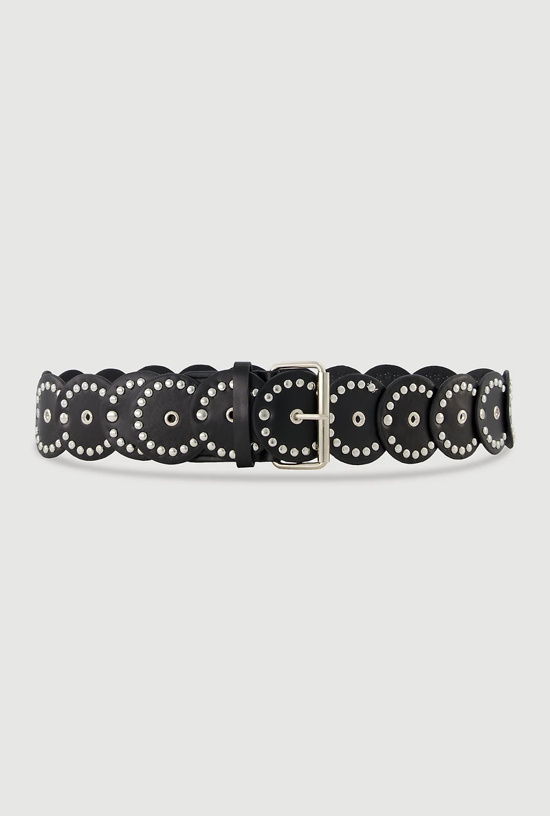 Womens Roller Buckle Faux Leather Moroccan Belt, M-L