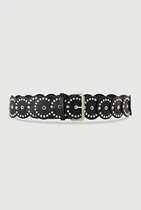 Womens Roller Buckle Faux Leather Moroccan Belt, M-L