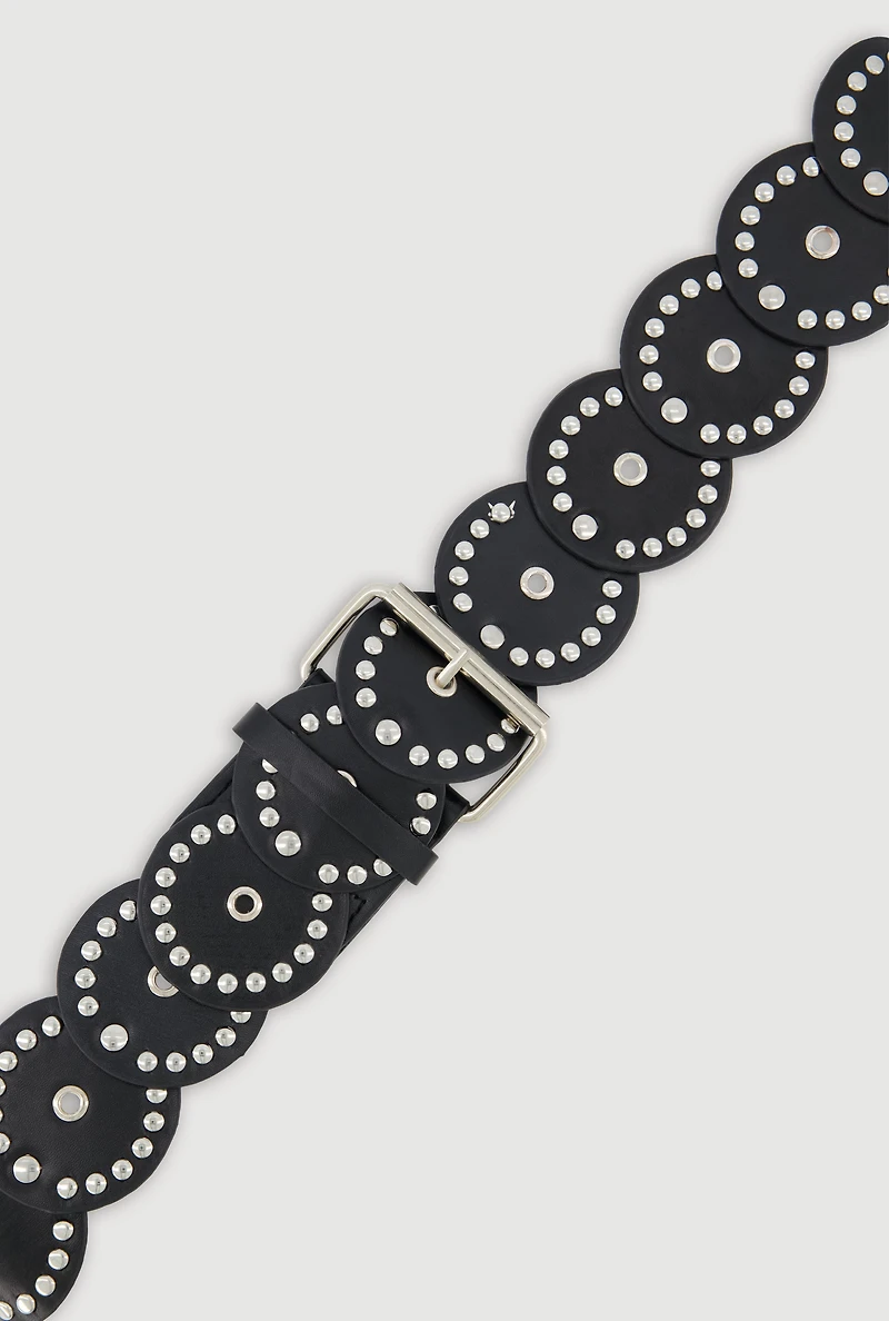 Womens Roller Buckle Faux Leather Moroccan Belt, M-L