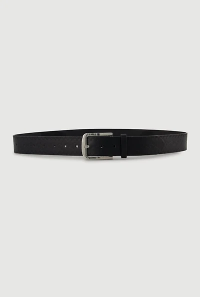 Faux Leather Embroidered Belt